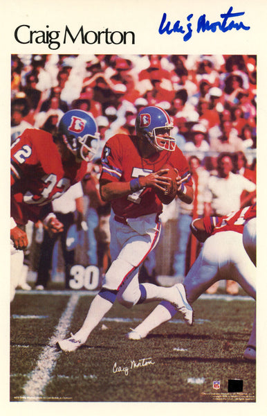 Craig Morton Signed Denver Broncos Mini Poster 17/50 Beckett 46133