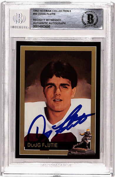 Doug Flutie Autographed 1992 Heisman Trading Card #50 Beckett Slab 40752