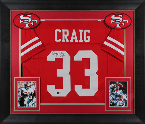 Roger Craig Authentic Signed Red Pro Style Framed Jersey Autographed BAS Witness