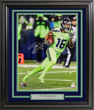 Tyler Lockett Signed Framed 16x20 Photo Seahawks Color Rush Green MCS Holo