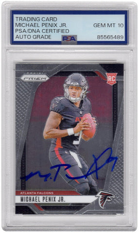 Michael Penix Jr. Signed Falcons 2024 Panini Prizm RC Card #378 -(PSA / Auto 10)