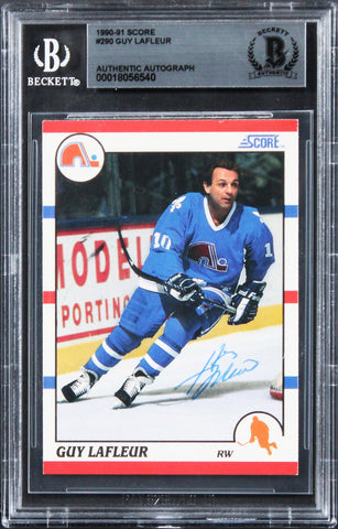 Nordiques Guy Lafleur Authentic Signed 1990 Score #290 Card BAS Slabbed