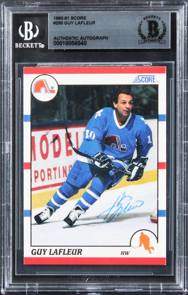 Nordiques Guy Lafleur Authentic Signed 1990 Score #290 Card BAS Slabbed