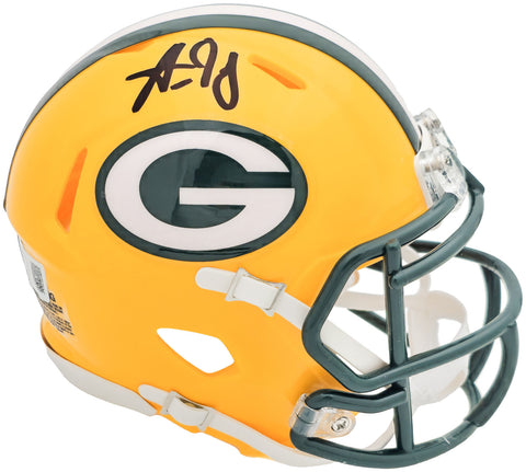 AARON JONES AUTOGRAPHED PACKERS YELLOW SPEED MINI HELMET BECKETT WITNESS 224751