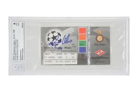 Ronaldo Nazario Signed 1998 First UCL Goal Match Ticket - BGS Authentic