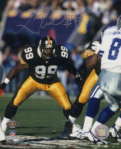Levon Kirkland Signed Steelers SB XXX Black Jersey Action 8x10 Photo - (SS COA)
