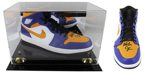 Magic Johnson Signed Right Nike Air Jordan 1 2022 Lakers Shoe w/ Case BAS Wit