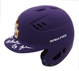 Jay Johnson, Paul Manieri, Skip Bertman Signed LSU Tigers Rawlings Purple Helmet