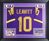 LSU Sam Leavitt Authentic Signed Purple Pro Style Framed Jersey BAS Witnessed 2