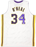 LAKERS SHAQUILLE O'NEAL AUTOGRAPHED WHITE JERSEY SIGNED ON #4 BECKETT 191134