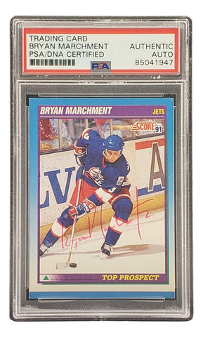 Bryan Marchment Signed 1991 Score #344 Winnipeg Jets Hockey Card PSA/DNA