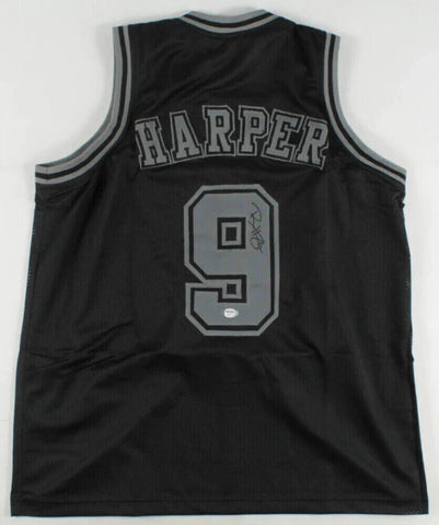 Ron Harper Signed Chicago Black Jersey (PSA COA)3xBulls World Champion 1996-1998