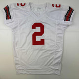 Autographed/Signed Chris Olave Ohio State White College Football Jersey JSA COA