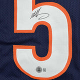 Autographed/Signed Mike Singletary HOF 98 Chicago Blue Stat Jersey JSA COA