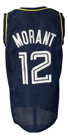 Ja Morant Signed Custom Alternate Navy Blue Pro-Style Basketball Jersey BAS