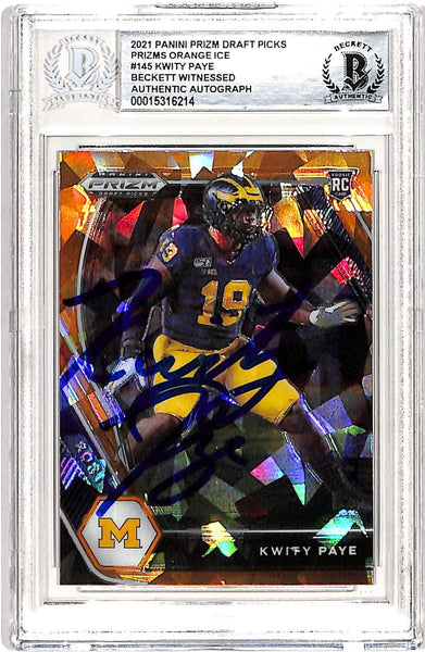 Kwity Paye Autographed Prizm Orange #145 Trading Card Slabbed Beckett 38931