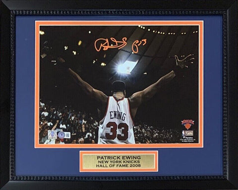 Patrick Ewing Autographed New York Knicks 11x14 Basketball Framed Photo Beckett