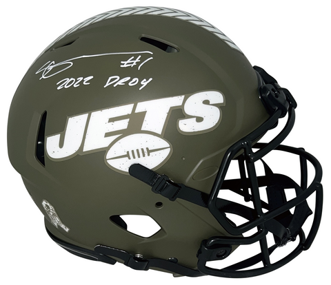 AHMAD SAUCE GARDNER SIGNED JETS SALUTE TO SERVICE AUTHENTIC HELMET W/ 2022 DROY