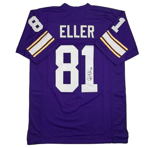 Autographed/Signed Carl Eller Minnesota Purple Football Jersey JSA COA