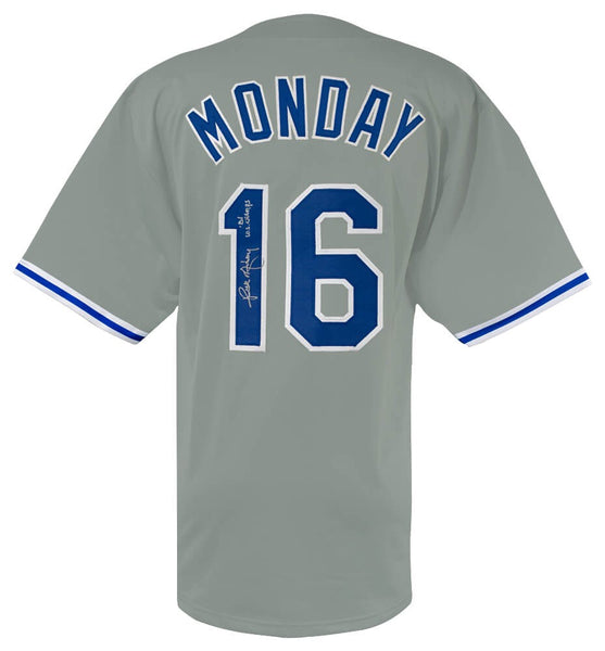 Rick Monday Signed Grey Custom Baseball Jersey w/81 WS Champs - (SCHWARTZ COA)