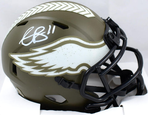A.J. Brown Autographed Eagles Salute to Service Speed Mini Helmet-Beckett W Holo