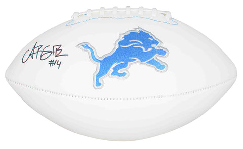 AMON-RA ST BROWN SIGNED AUTOGRAPHED DETROIT LIONS WHITE LOGO FOOTBALL BECKETT