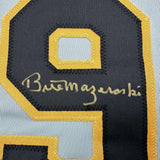 Framed Autographed/Signed Bill Mazeroski 35x39 Pittsburgh Grey Jersey JSA COA