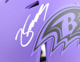 Zay Flowers Autographed Ravens Rave Speed Mini Helmet - Beckett W Holo