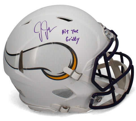 Justin Jefferson Autographed "Hit The Griddy" Vikings WMA Speed Helmet JSA