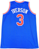 PHILADELPHIA 76ERS ALLEN IVERSON AUTOGRAPHED BLUE JERSEY BECKETT WITNESS 233364
