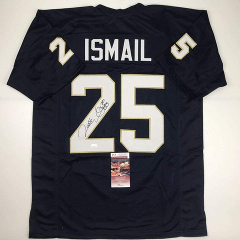 Autographed/Signed Raghib Ismail Rocket Notre Dame Blue Jersey JSA COA
