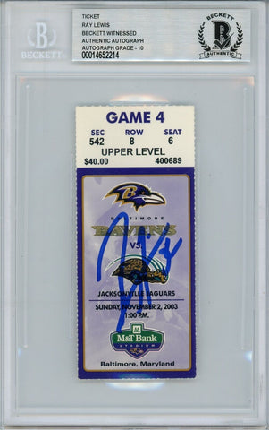 Ray Lewis Signed Baltimore Ravens Ticket 11/2/03 vs Jaguars BAS Slab 39472