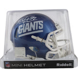 Michael Strahan Autographed New York Giants Color Rush Mini Helmet Beckett 49857