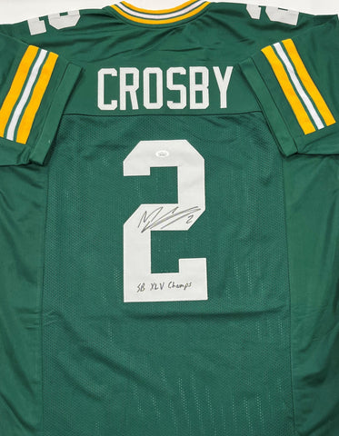 Packers MASON CROSBY Signed Custom Replica Green Jersey AUTO w/ XLV Champ - JSA