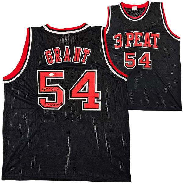 CHICAGO BULLS HORACE GRANT AUTOGRAPHED BLACK JERSEY "4X CHAMPS" JSA 215706