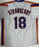 DARRYL STRAWBERRY Signed Replica Pinstripe Jersey AUTO - New York Mets MLB - BAS