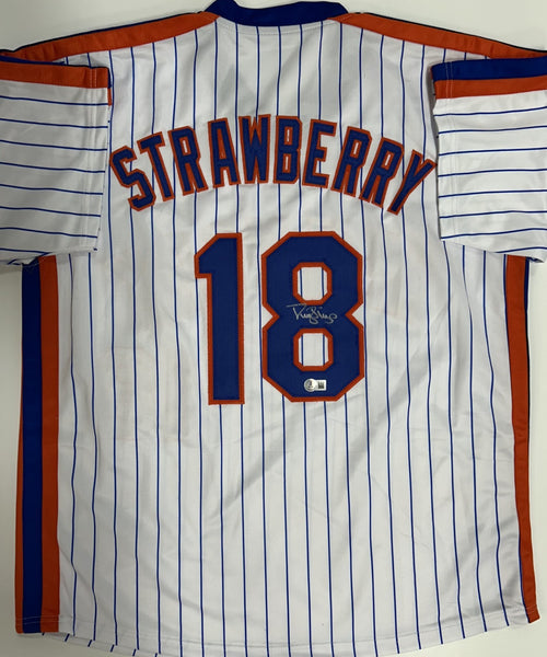 DARRYL STRAWBERRY Signed Replica Pinstripe Jersey AUTO - New York Mets MLB - BAS