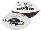 Ravens Kyle Hamilton Signed Rawlings White Panel Logo Football BAS Witnessed