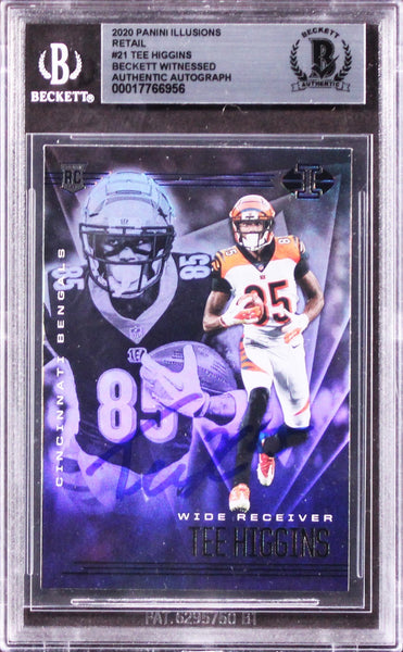 Bengals Tee Higgins Signed 2020 Panini Illusions Retail #21 Card BAS Slabbed