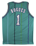 Muggsy Bogues Authentic Signed Teal Pro Style Jersey Autographed BAS Witnessed