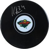 Kaapo Kahkonen Autographed/Signed Minnesota Wild Logo Puck Fanatics 53826