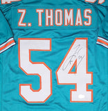 Dolphins Hall of Famer ZACH THOMAS Signed Custom Replica Blue Jersey AUTO - BAS