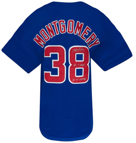 Mike Montgomery Signed Blue Custom Baseball Jersey w/Champs, Gm 7 Save -(SS COA)