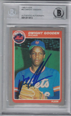 Dwight Gooden Signed New York Mets 1985 Fleer Trading Card BAS Slab 28522