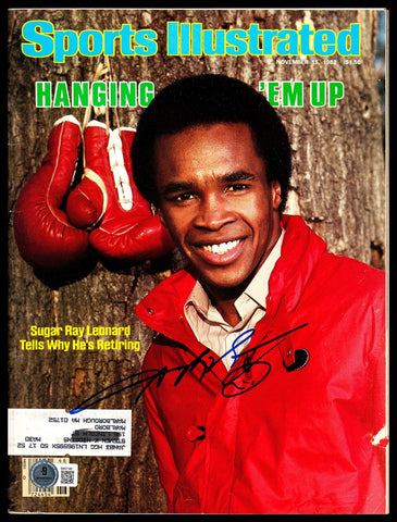 Sugar Ray Leonard Autographed Sports Illustrated Magazine Beckett QR #BM37188