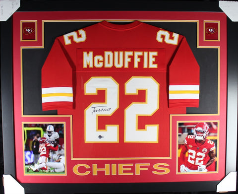 TRENT McDUFFIE (Chiefs red SKYLINE) Signed Autographed Framed Jersey Beckett