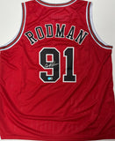 DENNIS RODMAN - Chicago Bulls - Signed Custom Replica Red Jersey AUTO - BAS