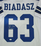 Cowboys Center TYLER BIADASZ Signed Custom Replica White Jersey AUTO - JSA