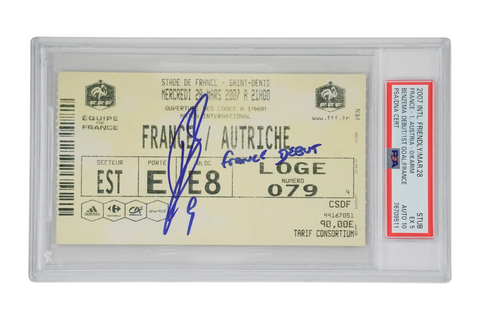 Karim Benzema Signed 2007 France Debut Ticket Inscribed France Debut - PSA 5