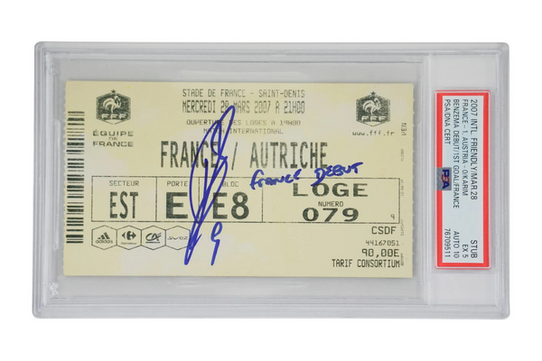 Karim Benzema Signed 2007 France Debut Ticket Inscribed France Debut - PSA 5